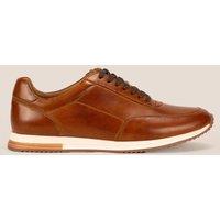 Oswin Hyde Men's Spencer Lace Up Leather Trainers in Tan | Size: 10