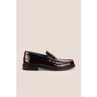 Oswin Hyde Men's Peter Penny Leather Loafer in Dark Red | Size: 12