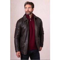 Lakeland Leather Men's 'Ravenstonedale' Collared Leather Jacket in Brown | Size: 46