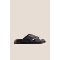 Oswin Hyde Men's Nyle Brown Leather Sandals in Black | Size: 7