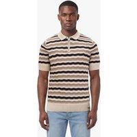 Luke 1977 Men's Maughold Zig Zag Knit Polo in Light Brown | Size: Small