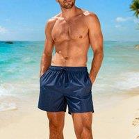 Panos Emporio Men's Luxe swimshort herringbone in dark blue with upper back pocket | Size: Medium