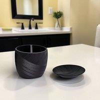 Showerdrape Ripple Bathroom Accessory Set - Soap Dish & Toothbrush Holder in Black