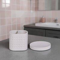 Showerdrape Maison Soft White Shimmer Bathroom Accessory Set - Soap Dish & Toothbrush Holder
