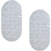 Showerdrape Hyrdro Set of 2 Anti Slip Glitter PVC Bath Mat 68cm x 38cm in Clear | Size: 68 cm x 38 cm