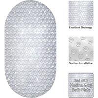 Showerdrape Medina Anti Slip PVC Bath Mat 69cm x 36cm - 2 Set in Grey | Size: 69 cm x 36 cm