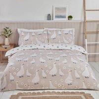 Rapport Home Jemima Duck Microfibre Duvet Cover Set with Pillowcase in Natural | Size: Double