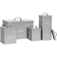 Harbour Housewares 5pc Kitchen Canisters Set - Vintage Metal Kitchen Storage Food Canister in Grey