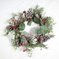 Shatchi 60cm Frosty Green Christmas Wreath