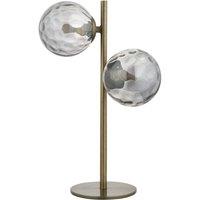 First Choice Lighting Becksley - Antique Brass 41cm Table Lamp with Glass Globe Shades in Bronze