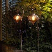 Marco Paul 2pck Solar Osman Flaming Lanterns in Bronze