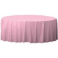 Amscan Round Plastic Party Tablecover in Baby Pink