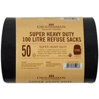 Groundsman Heavy Duty Plastic Refuse Sacks (Pack Of 50) in Black