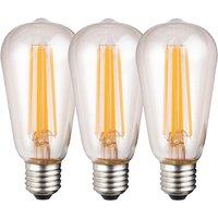 Harper Living 8 Watts ST64 E27 LED Bulb Clear Warm White Dimmable, Pack of 3