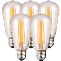 Harper Living 8 Watts ST64 E27 LED Bulb Clear Warm White Dimmable, Pack of 5