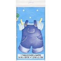 Unique Party Clothesline Plastic Shower Tablecloth in Blue