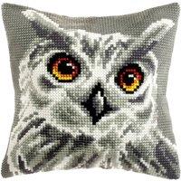 Orchidea CUSHION WHITE OWL - Cross Stitch Kit: Cushion: Large: White Owl