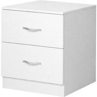 Levede Bedside Table 2 Drawer Metal Handles Runners White Bedroom Cabinet