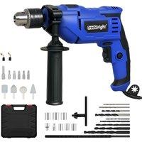Traderight 800W Electric Hammer Drill 13mm Variable Speed Impact Driver in Blue