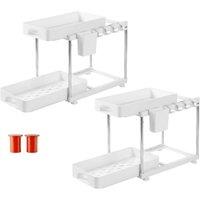 Toque Under Sink Organiser Two Slide-Out Drawers Kitchen Storage 2pcs in White
