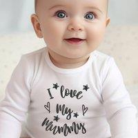 Aye Do Gifts Personalised Black & White I Love My Mummy Baby Outfit: Baby Grow | Size: 0-3 m