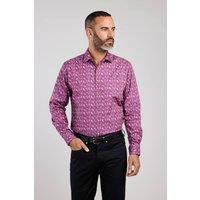 Double TWO Men's Plum Feather Print Shirt | Size: 3XL