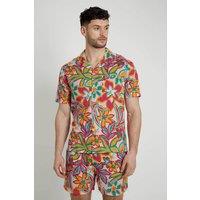 Native Youth Men's Short Sleeve Lightweight Botanical Relaxed Shirt in Pink | Size: Large