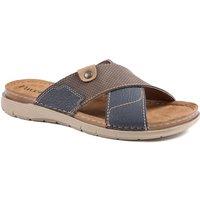 Pavers Men's Contrast Cross Strap Comfort Sandals in Brown | Size: 9