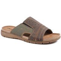 Pavers Men's Perforated Comfort Slip On Sandals in Khaki | Size: 9