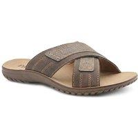Pavers Men's Strappy Cushioned Slip On Sandals in Brown | Size: 9