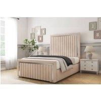 Comfort Beds Boston Chrome Naples Bed Frame With Mattress-50 Upholstered in Light Sand | Size: Single