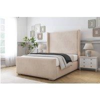 Comfort Beds Madrid Naples Bed Frame With Mattress-50 Upholstered Wingback in Light Sand | Size: Single