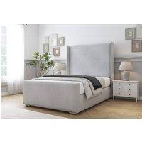 Comfort Beds Madrid Naples Bed Frame With Mattress-50 Upholstered Wingback in Silver | Size: Single