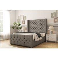 Comfort Beds Monte Carlo Dumfries Bed Frame With Mattress-50 Upholstered Wingback in Light Grey | Size: Super King