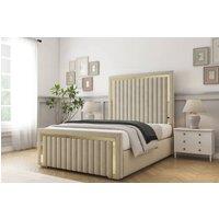 Comfort Beds Boston Gold Plush Bed Frame With Mattress-50 Upholstered in Cream | Size: Super King