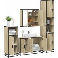 Berkfield Home 4 Piece Bathroom Furniture Set Sonoma Oak Engineered Wood in Brown