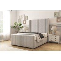 Comfort Beds Grace Plush Bed Frame With Mattress-50 Upholstered Wingback in Silver | Size: Single