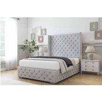 Comfort Beds Emily Naples Bed Frame With Mattress-50 Upholstered Wingback in Silver | Size: Super King