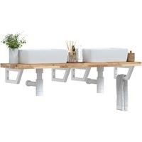 Berkfield Home Basin Shelf Wall Mounted Steel & Solid Wood Acacia in Brown