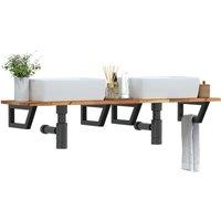 Berkfield Home Basin Shelf Wall Mounted Steel & Solid Wood Acacia in Brown