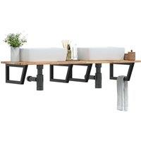 Berkfield Home Basin Shelf Wall Mounted Steel & Solid Wood Acacia in Brown
