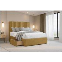 Nexus Mattresses Ltd Amalfi Plush Divan Bed Base 4 Drawers - 26 Headboard in Mustard | Size: King