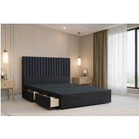 Nexus Mattresses Ltd Amalfi Plush Divan Bed Base 2 Drawers Same Side - 54 Headboard in Black | Size: Small Single