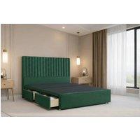 Nexus Mattresses Ltd Amalfi Plush Divan Bed Base 2 Drawers Same Side - 54 Headboard in Emerald | Size: Super King