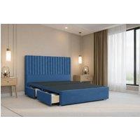 Nexus Mattresses Ltd Amalfi Plush Divan Bed Base 2 Drawers Same Side - 54 Headboard in Blue | Size: Small Double