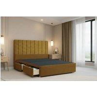 Nexus Mattresses Ltd Kyoto Plush Divan Bed Base 2 Drawers Foot-End - 54 Headboard in Mustard | Size: King