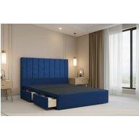 Nexus Mattresses Ltd Kyoto Plush Divan Bed Base 2 Drawers Foot-End - 54 Headboard in Blue | Size: Small Double