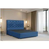 Nexus Mattresses Ltd Tuscany Plush Divan Bed Base No Drawers - 54 Headboard in Navy | Size: King