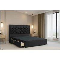 Nexus Mattresses Ltd Tuscany Plush Divan Bed Base 2 Drawers Same Side - 54 Headboard in Black | Size: Small Double