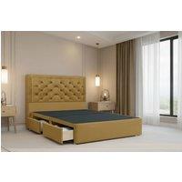 Nexus Mattresses Ltd Tuscany Plush Divan Bed Base 2 Drawers Same Side - 54 Headboard in Mustard | Size: Super King